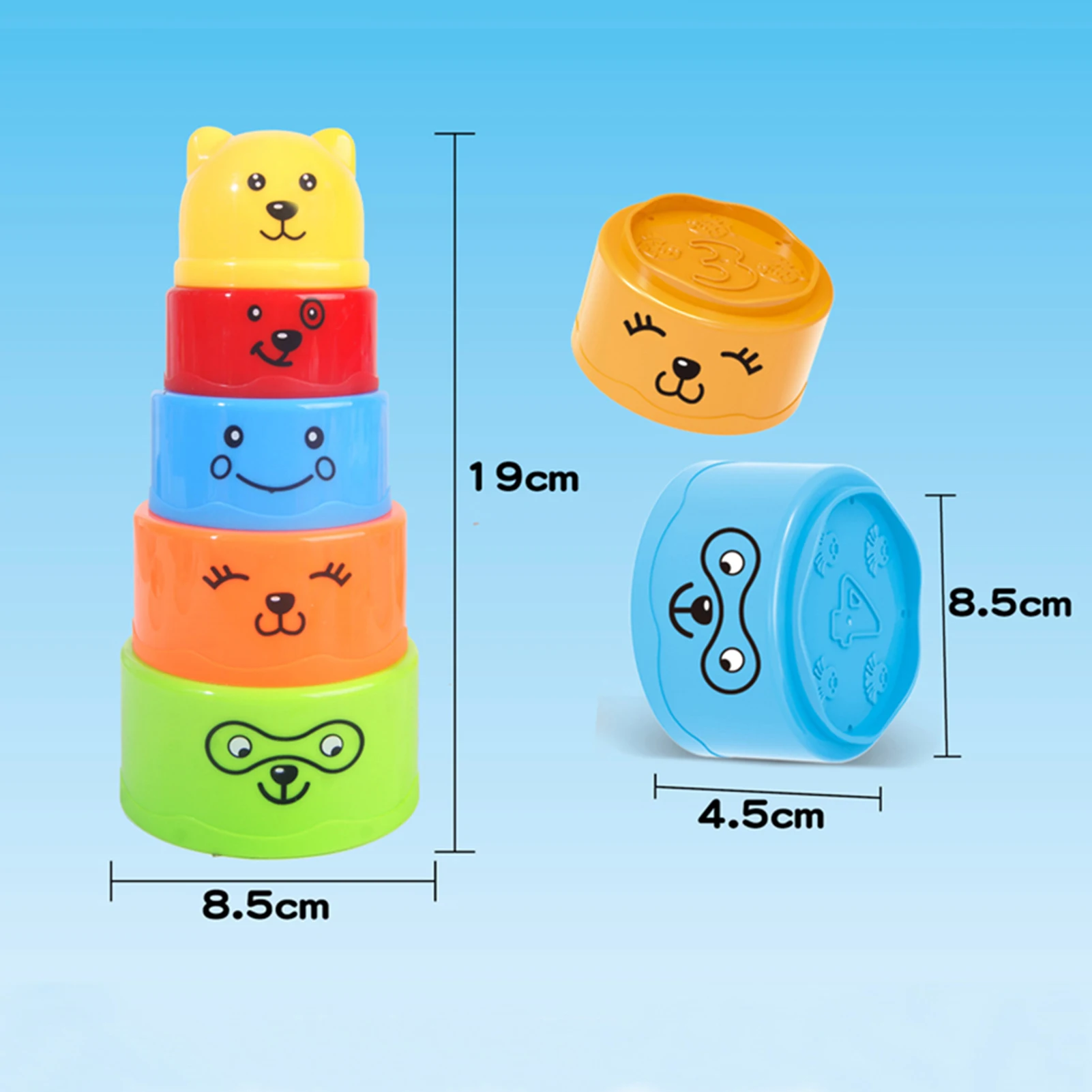 

Baby Rainbow Stacking Cups Little Bear Round Baby Building Set Color Toy For Children Early Education