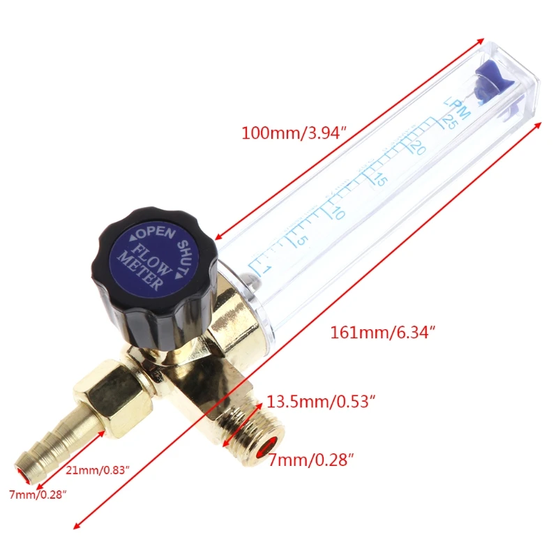 

1/4PT Thread 7mm Barb Argon Ar CO2 Gas Flow Meter Ar Welding Regulator 0.35 MPA R2JE