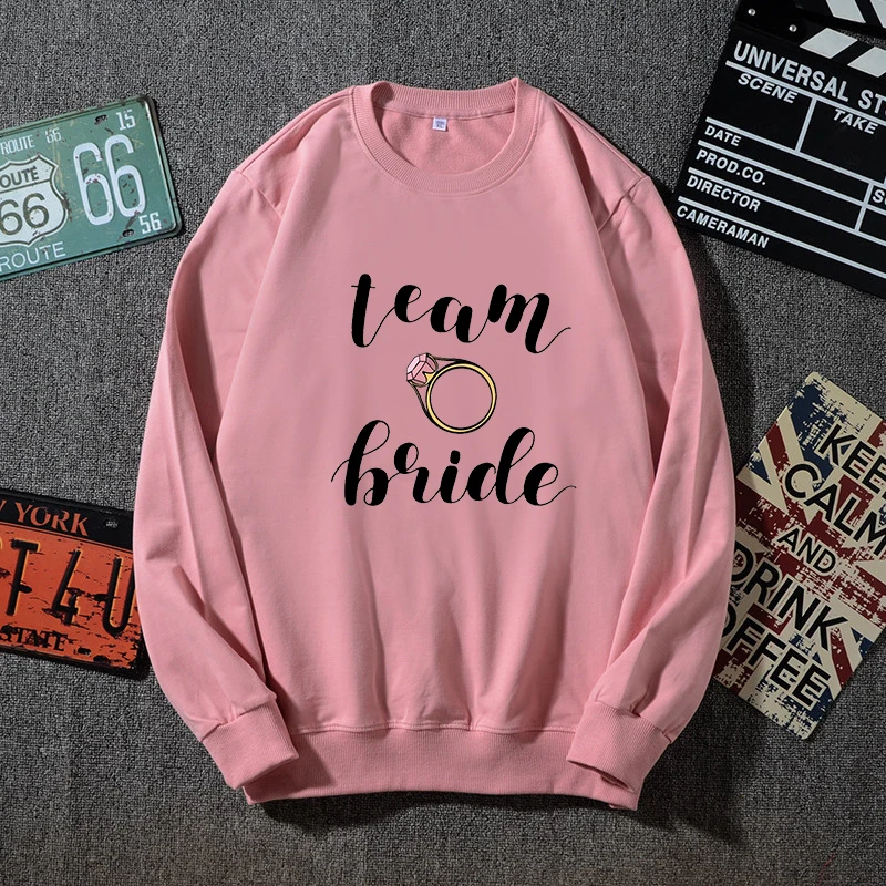 

Team Bride Print Unisex Long Sleeve Cotton Pullover Bachelorette Wedding Party Graphic Sweatshirt Harajuku Female Tops Clothing