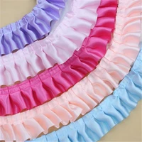30yards 4cm 12colors satin ruffle lace trim ribbon pleated tape dress doll and girl dress clothes 1 57 width