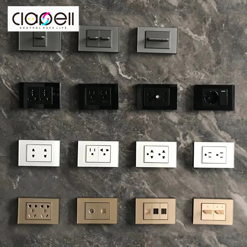 

KAMANNI Luxury Light Switch LED Indicator Crystal Tempered Glass Piano Key Model design White Push Botton Wall Switches 220V New