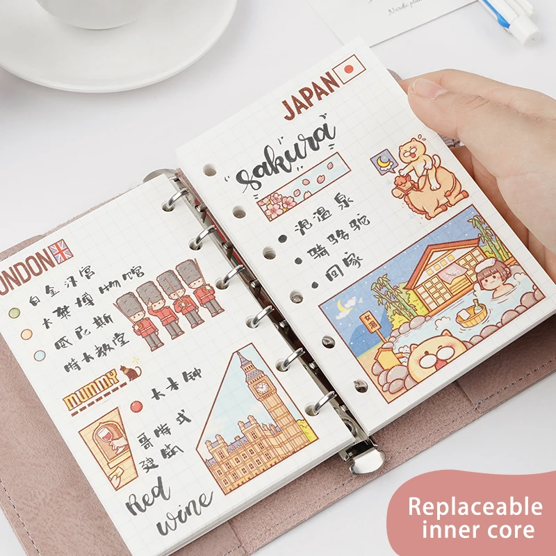 2020 Personal Organizer Leather Notebook A7 Rings Binder Mini Agenda Cowhide Diary Journal Sketchbook Planner | Канцтовары для