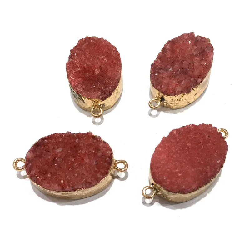 Натуральный камень модный Овальный Кулон полимерный Соединитель с двумя