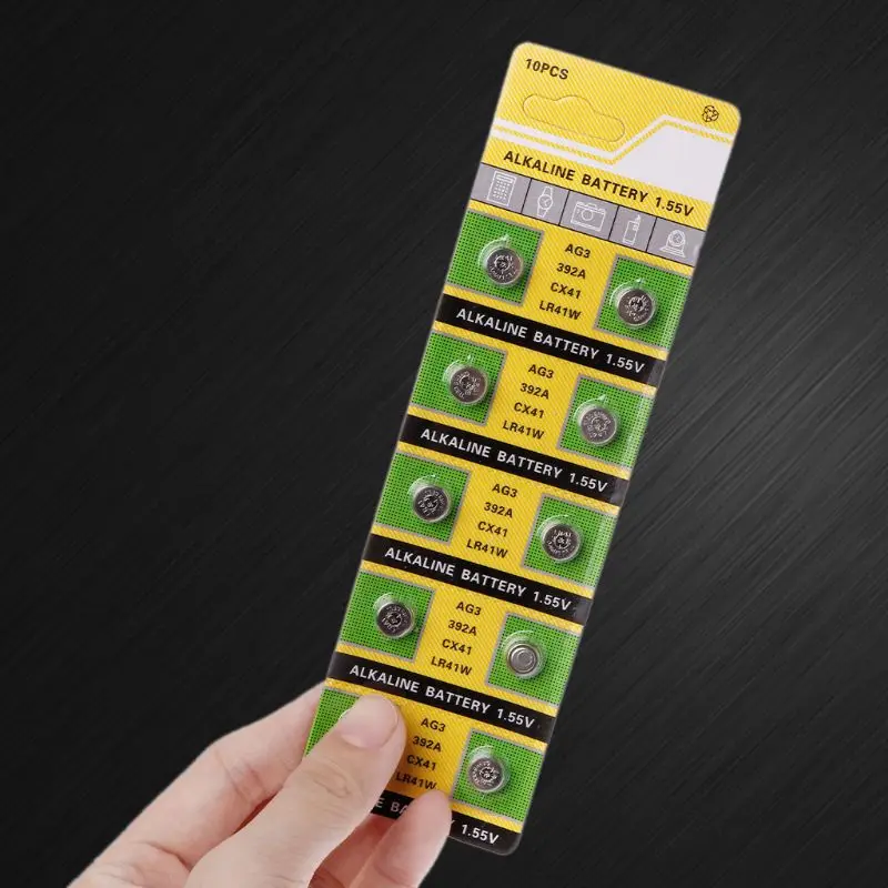 

10PCS Cell Coin Alkaline Battery AG3 1.55V Button Batteries SR41 192 L736 384 SR41SW CX41 LR41 392 Lamp Chain Finger Light Watch