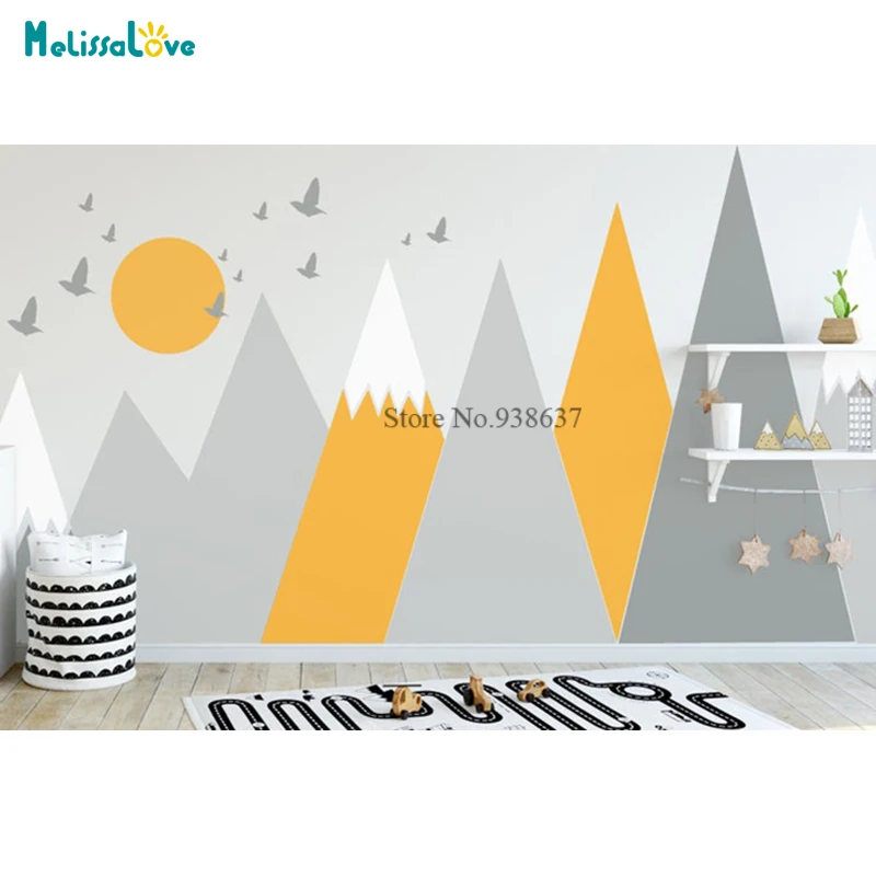 

Sunset Baby Wall Decals Mountain Nursery Kids Woodland Themed Decoration Removable Vinyl Sticker BB847