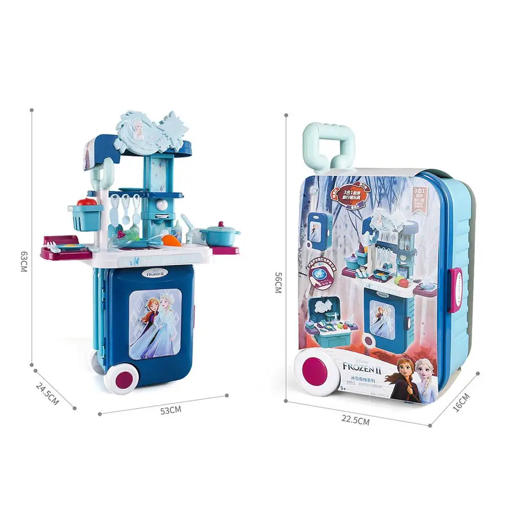 

Children Play House Simulation Boy And Girl Kitchen Cooking Trolley Travel Suitcase Toys Environmentally Friendly, Non-toxic