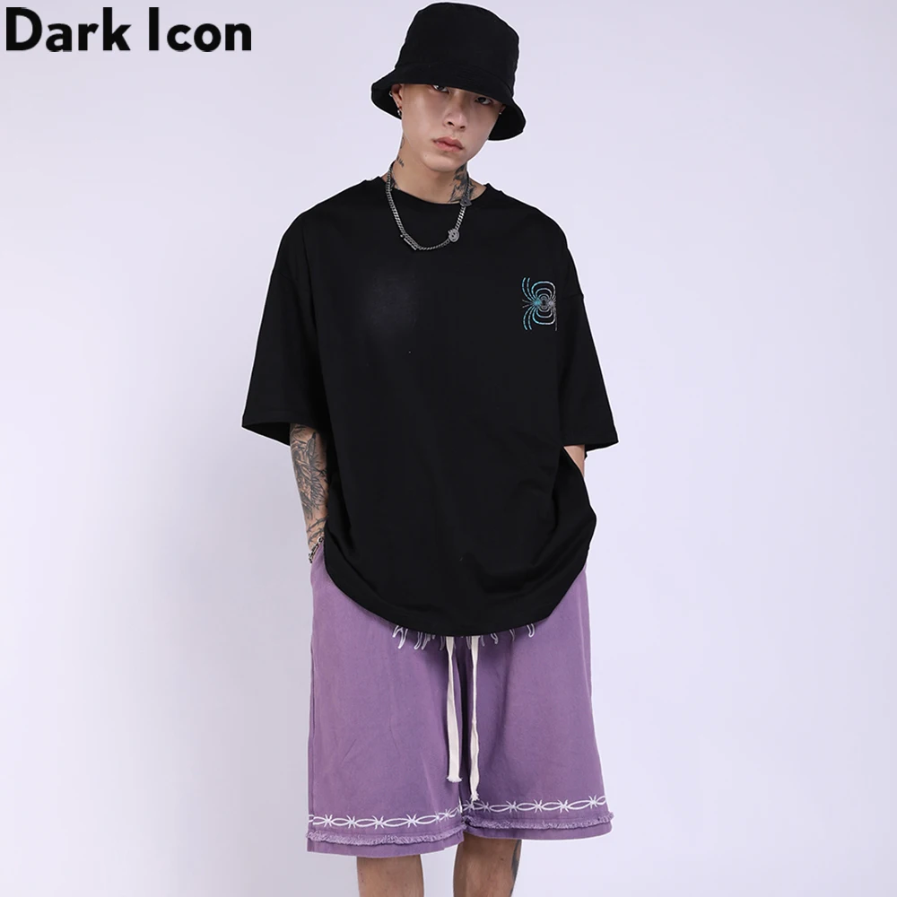 

Dark Icon Small Colorful Letters Spider Hiphop Tshirt Men Summer Men's T-shirt Cotton Tee Shirt