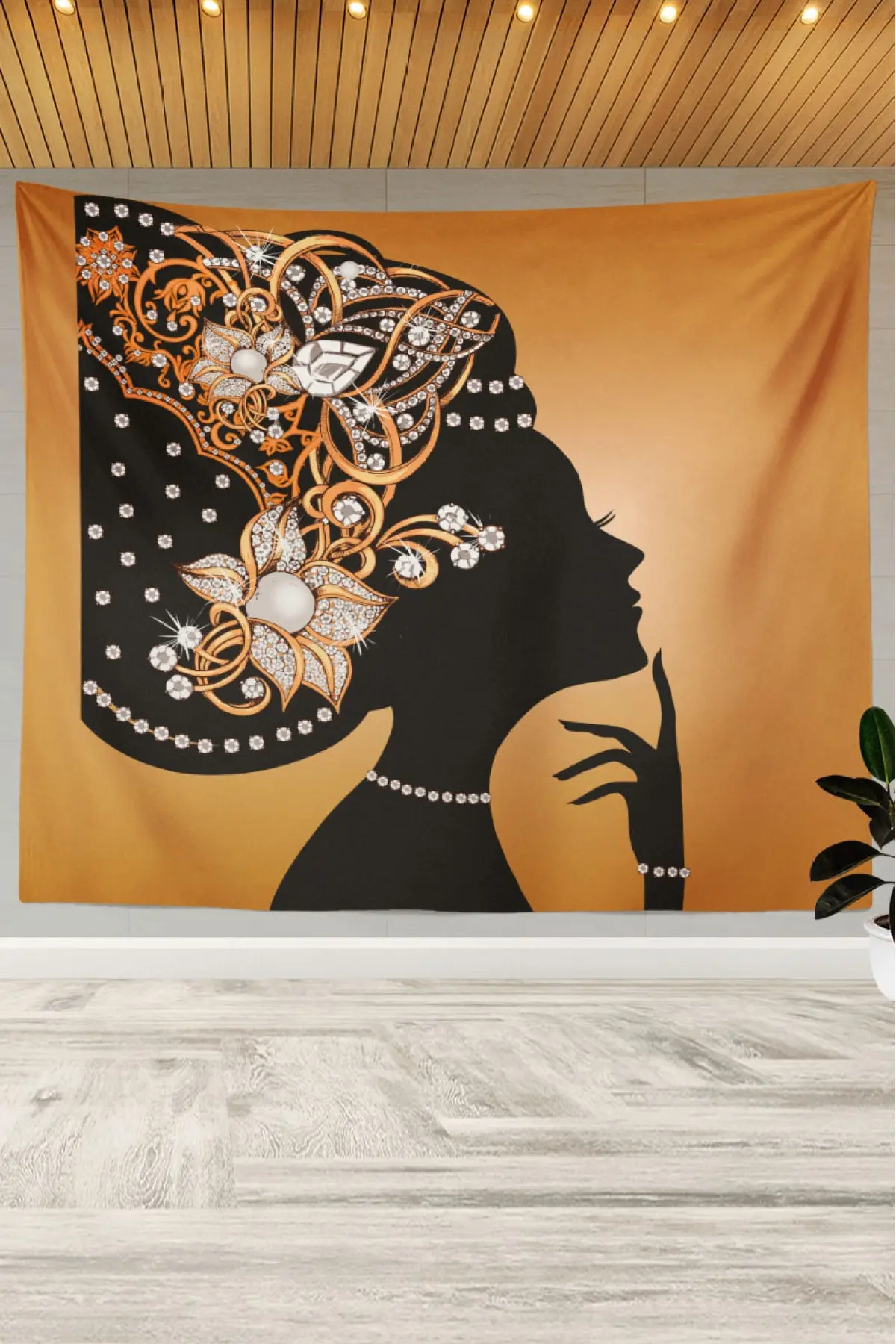 

Африканская женщина с фианитом стильный узор Декоративный Настенный Чехол гобелен