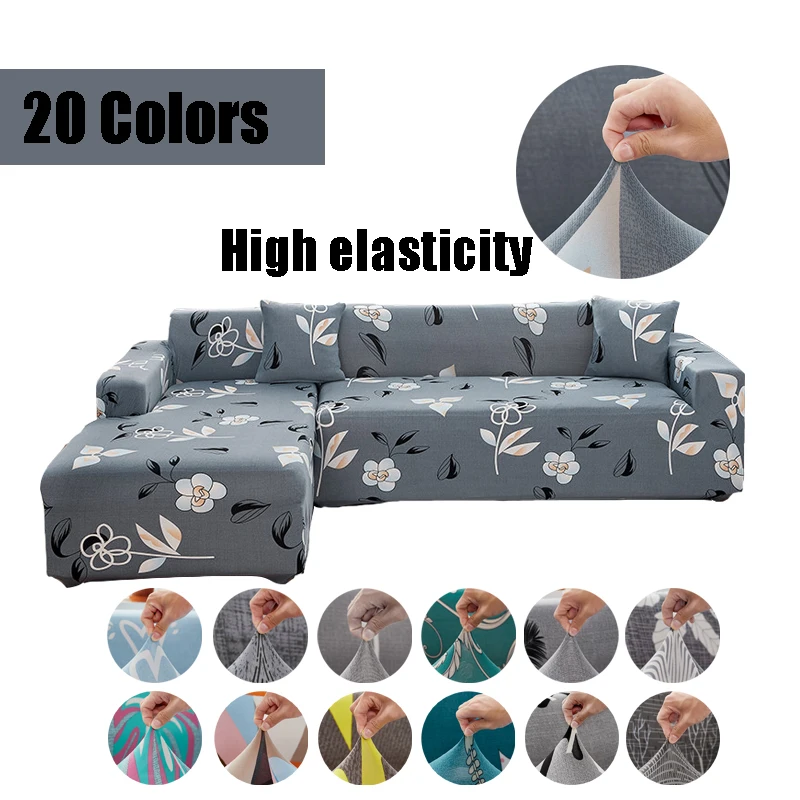 

Floral Sofa Cover Elastic Slipcovers L-shape Sofa Towel for Living Room Cheap Sectional Couch Cover 1/2/3/4 Seat Stretch