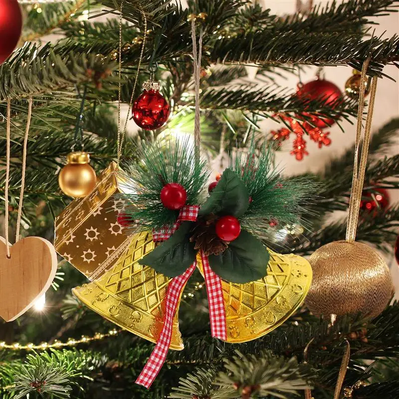 

4 Pairs Christmas Bell Hanging Pendants Decorative Xmas Tree Hanging Ornaments DIY Party Supplies Drop Ornament