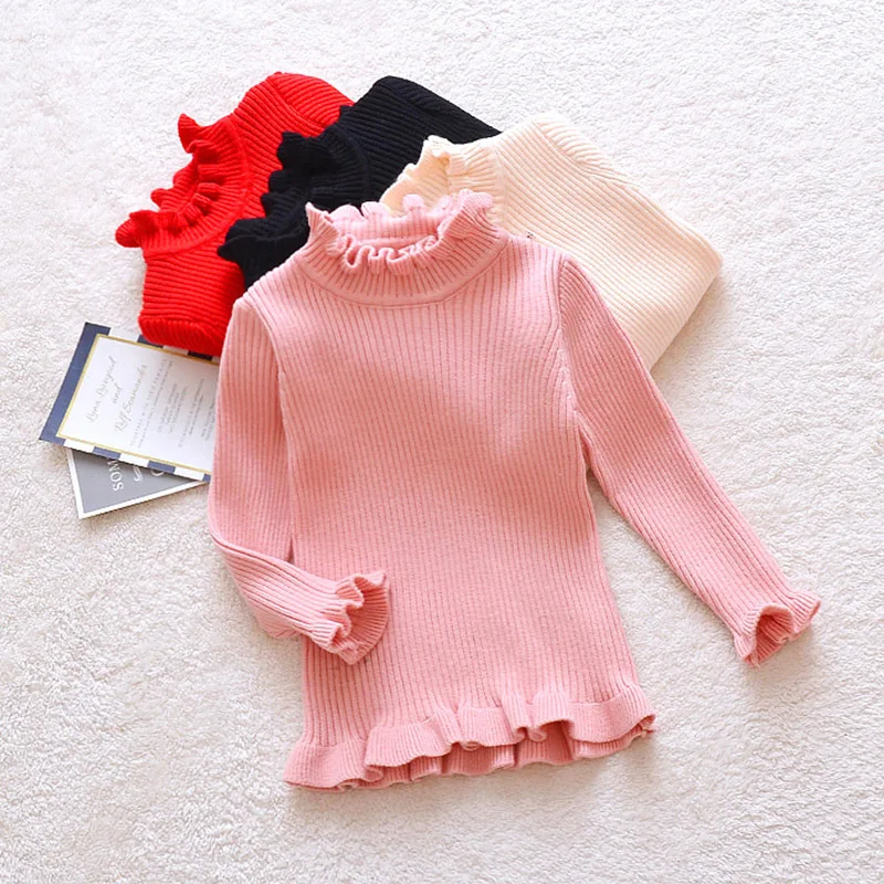 

new arrived winter Children sweater Girl solid candy clothes kids baby Knitted wholesales 2-9year students velvet fleece