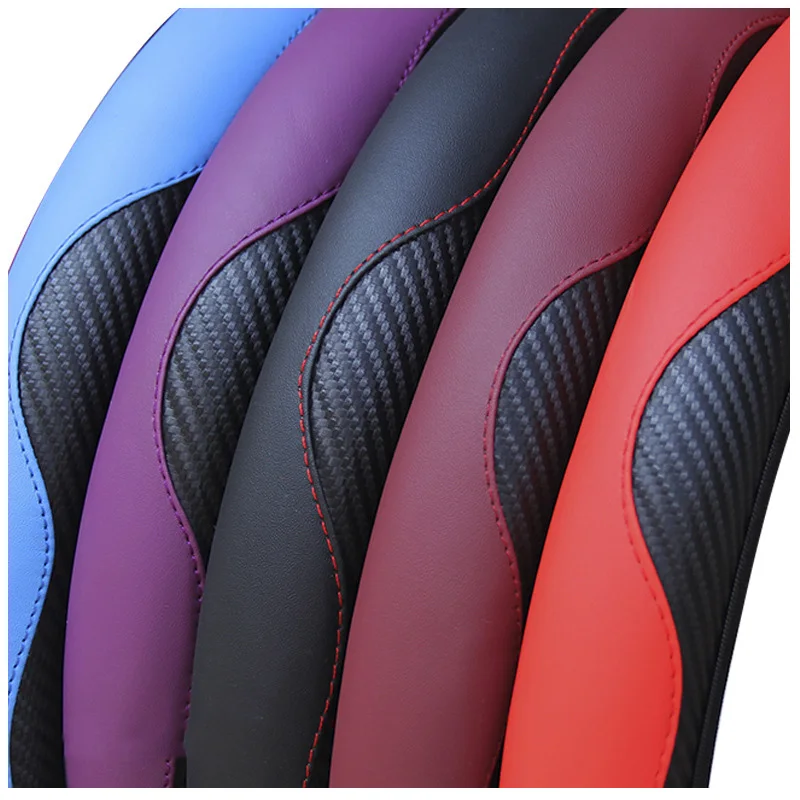

Car Steering Wheel Cover PU Leather Steering Covers Anti Slip Breathable Suitable for 37-38cm