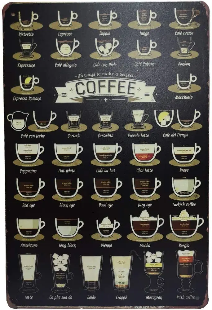 Оригинальный дизайн Ретро Кофе смешивания метод Оловянная металлическая