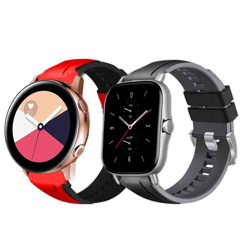 

20mm 22mm Band for Samsung Galaxy Watch 4/Classic/3/46mm/42mm/active 2 Gear s3/S2 soft silicone bracelet amazfit bip/gts strap