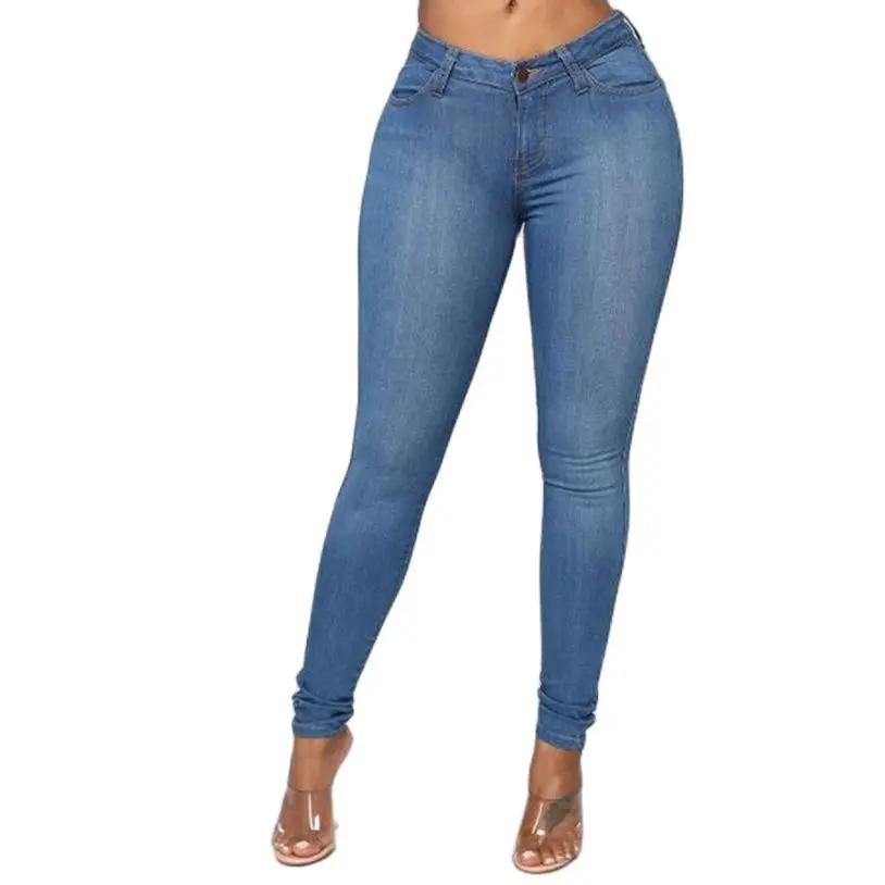 

Slim Stretch Jeans For Women High Waist Skinny Classic Denim Pants Blue Classic Retro Washed Elastic Slim Female Pencil Trousers