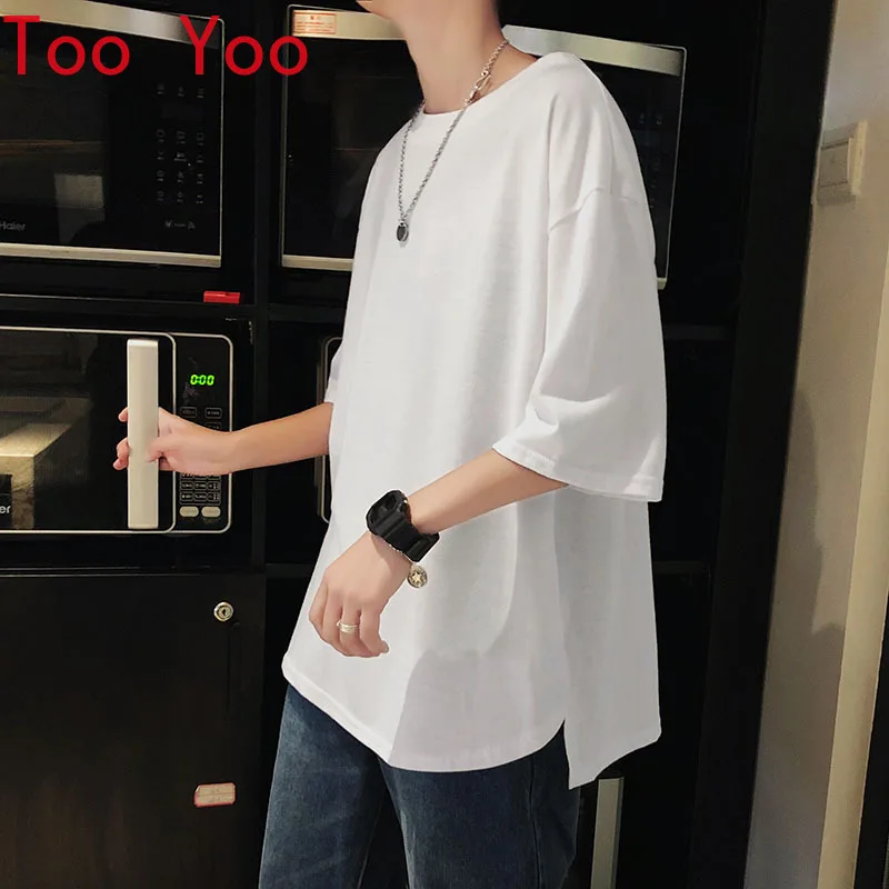 

Men's short sleeve T-shirt loose round plain color T-shirt with damp sleeve base best seller harajuku t shirt