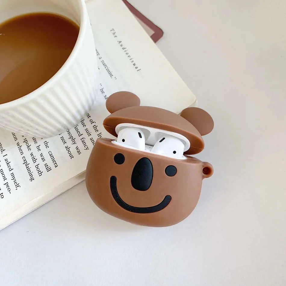 482 Чехол для наушников для Airpods 2, чехол, силиконовый, милый, мультяшный, лягушка, медведь, чехол для Apple Air pods, 3D аксессуары для наушников, кольцо - Цвет: 482