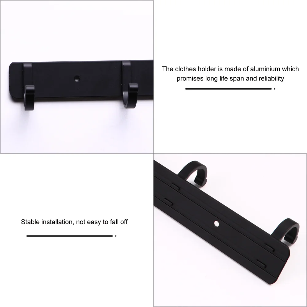 

2 pcs Coat and Hat Hook Racks Black Hanging Wall Mounted Aluminium Towel Hooks Hanger Organizer for Home