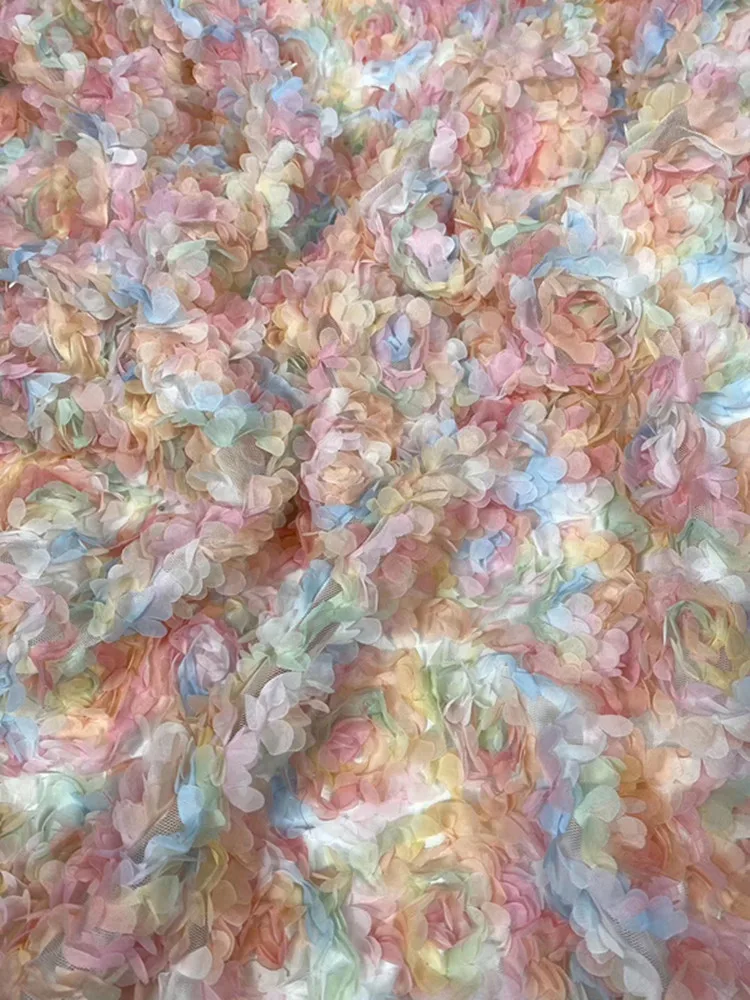 2020 Взрывные Модели полный живот 3D Цвет Цветы французский Тюль кружевная ткань