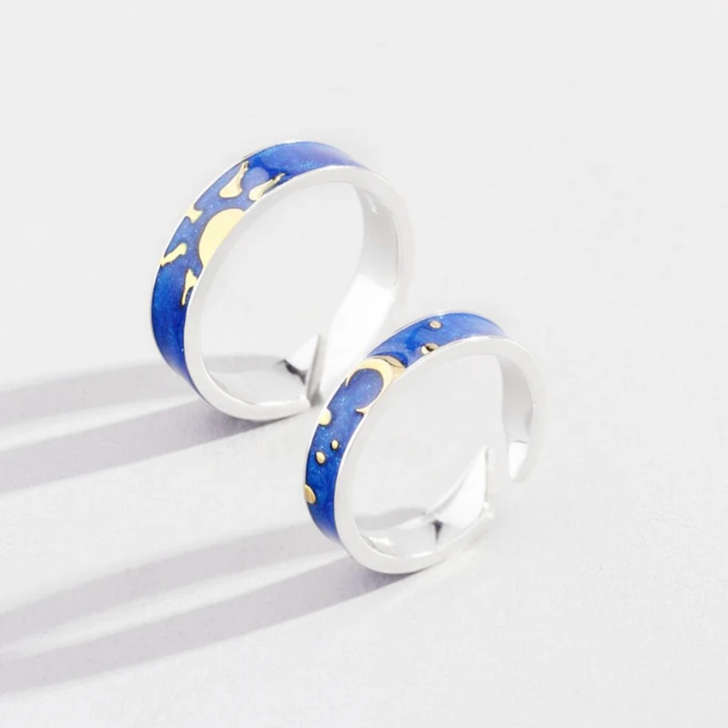 Одинарное запоминающее синее глянцевое Солнце Луна Звезда двойное милое женское