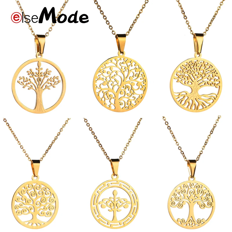 Ожерелье ELSEMODE из нержавеющей стали с подвеской Древо жизни 7 видов ожерелья