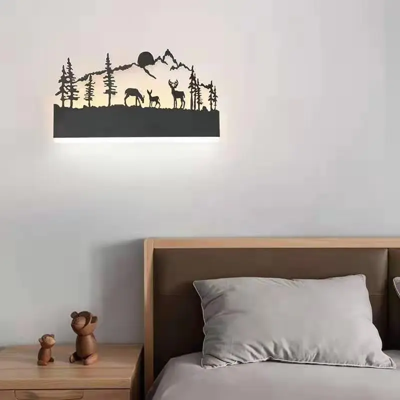 Sunset Светодиодный Романтический светодиодный настенный светильник, креативная живопись, 110-240 В, современное черное бра, украшение для ванной комнаты, гостиной, комнаты с животными - Цвет абажура: Sunset