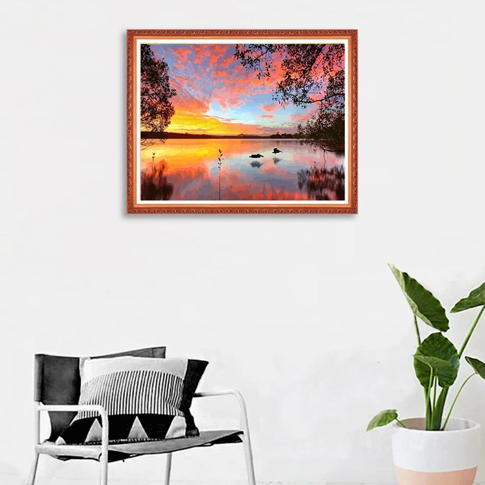 AZQSD пейзажи Краски по номерам холст ing Наборы DIY украшения дома 50x40 см морской