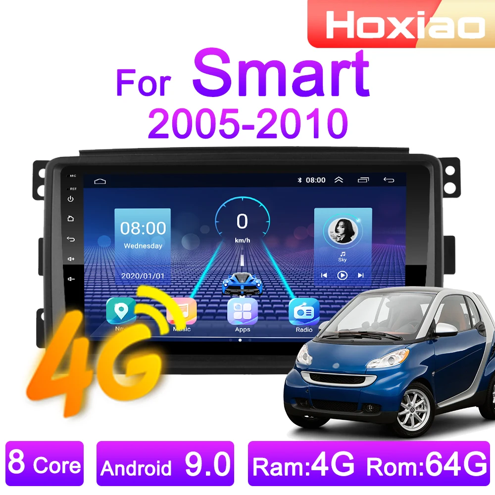 Автомагнитола 2 DIN 4G Android 9 мультимедийный видеоплеер для Smart fortwo 2005 2006 2007 2008 2009 2010