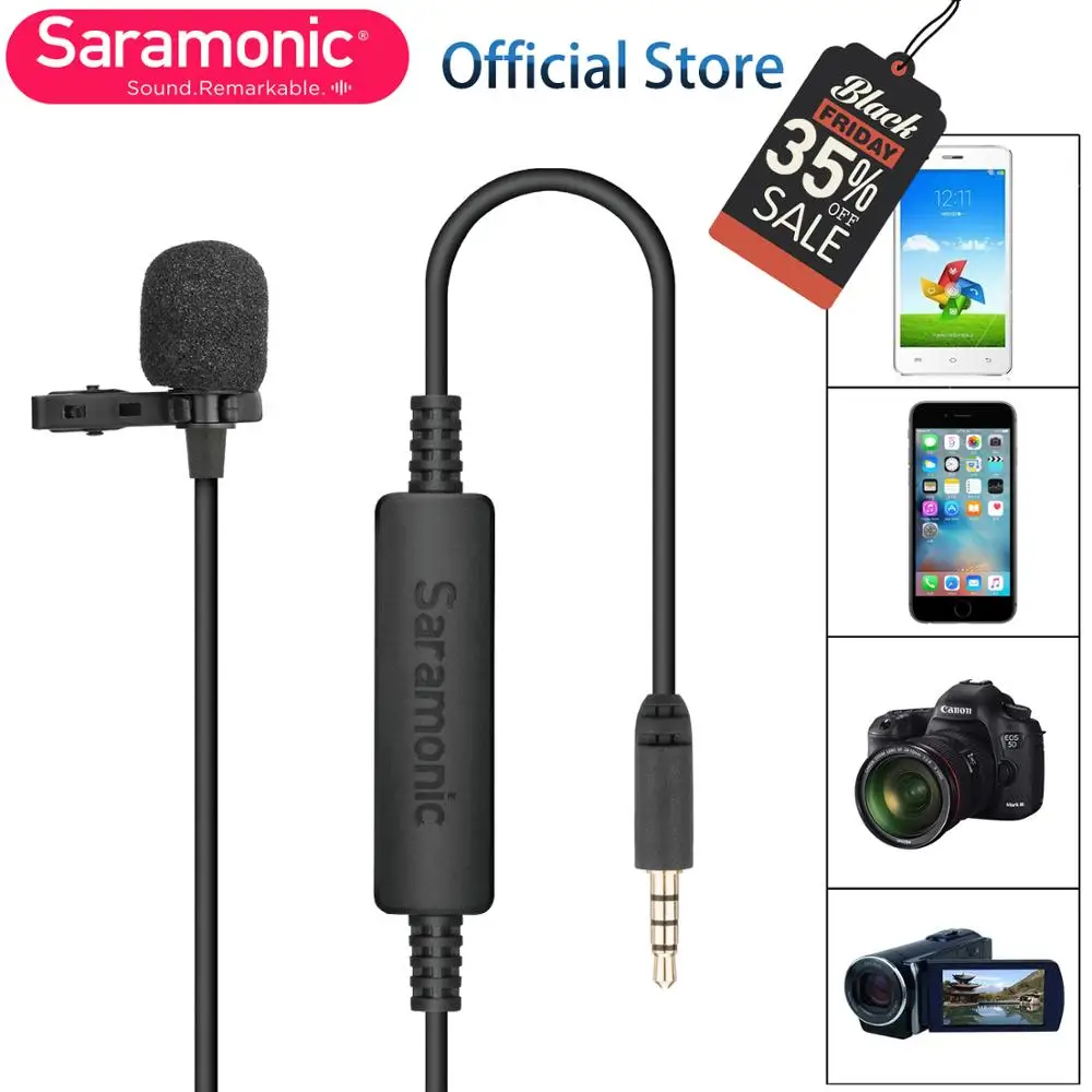 20 футов Saramonic LavMicro-S стерео петличный микрофон для iPhone 8 8x iPad sony DV видеокамера Canon Nikon DSLR камеры рекордеры