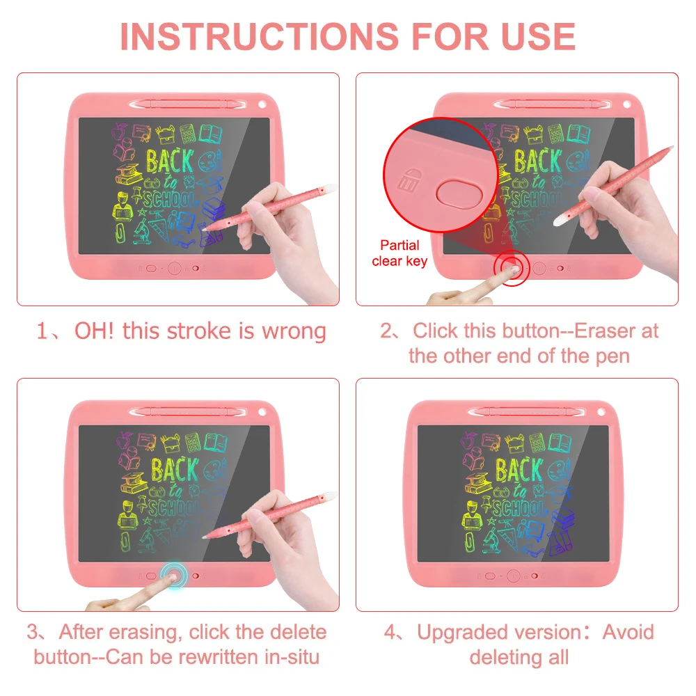 

Chargeable Electronic Writing Drawing Pad Partially Erasing Portable Board LCD Digital Writing Tablets