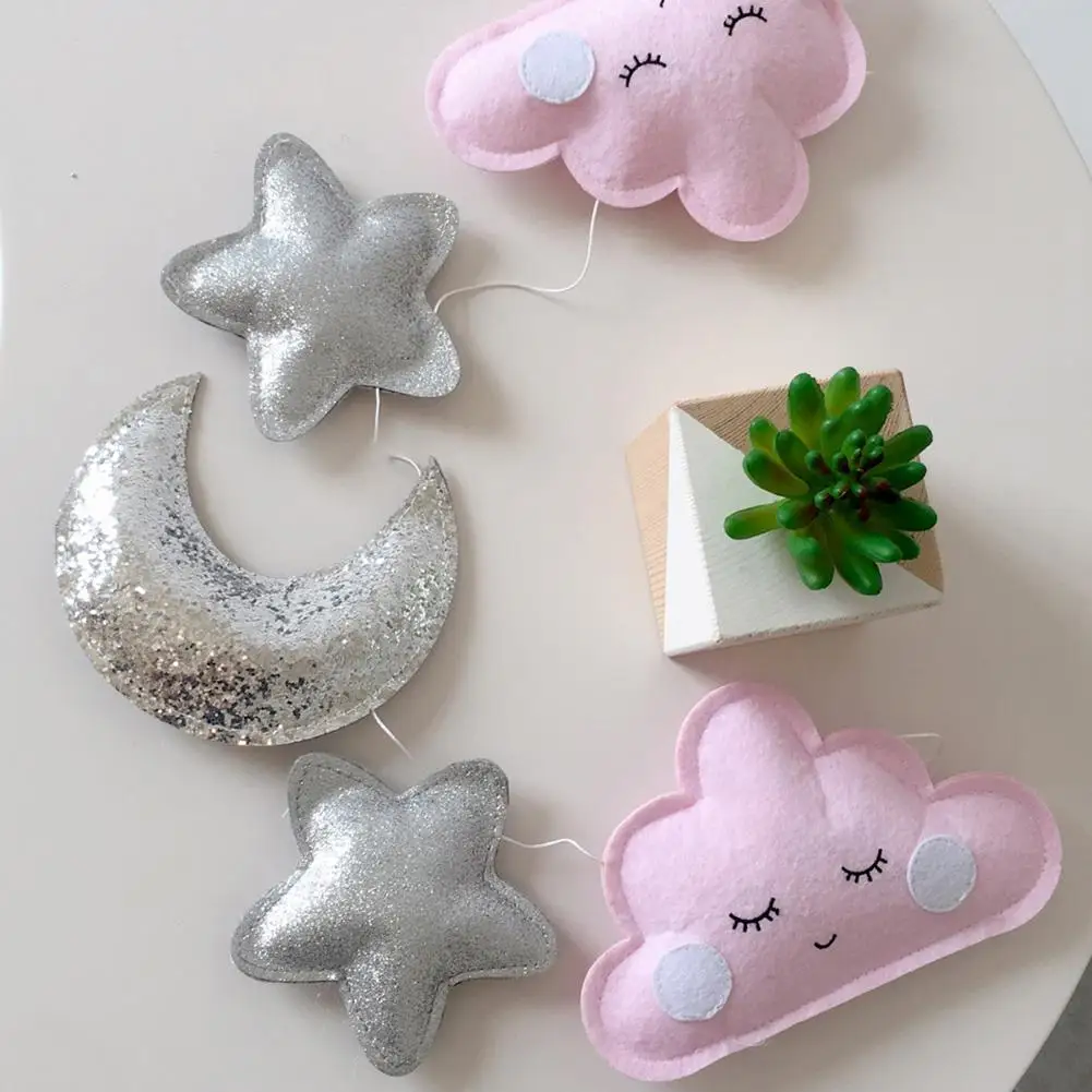 Милая Детская комната питомник Звезда Луна облако гирлянды струны реквизит