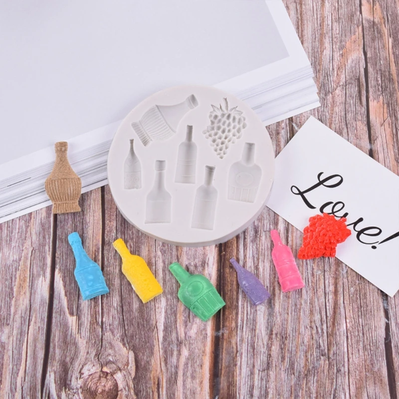 Red Wine Bottle Grape Shape Silicone Material Round Mould DIY Fondant Cake Mold Baking Tools Great Gift for Lover R7UB | Дом и сад