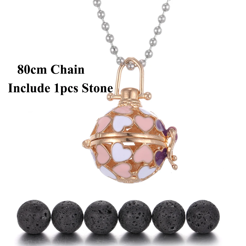 Эмалированное сердце маргаритки шар Лава Рок ароматическое ожерелье эфирное