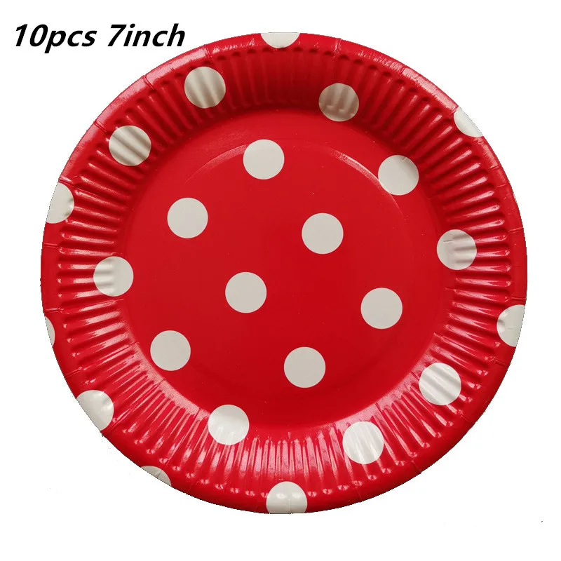 10 шт. одноразовые бумажные тарелки в белый горошек на день рождения свадьбу или