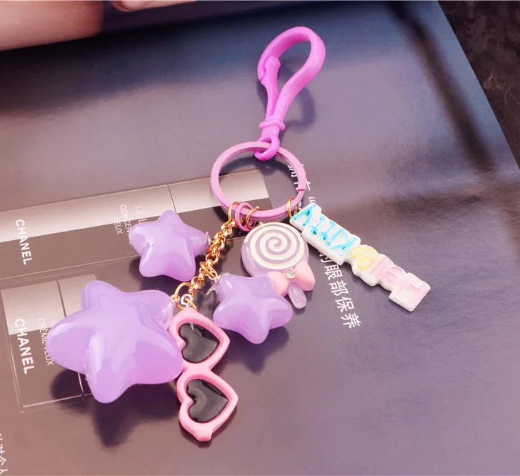 Желе Цвет акриловый брелок звезда с принтом леденца стеклянный подвесной милый