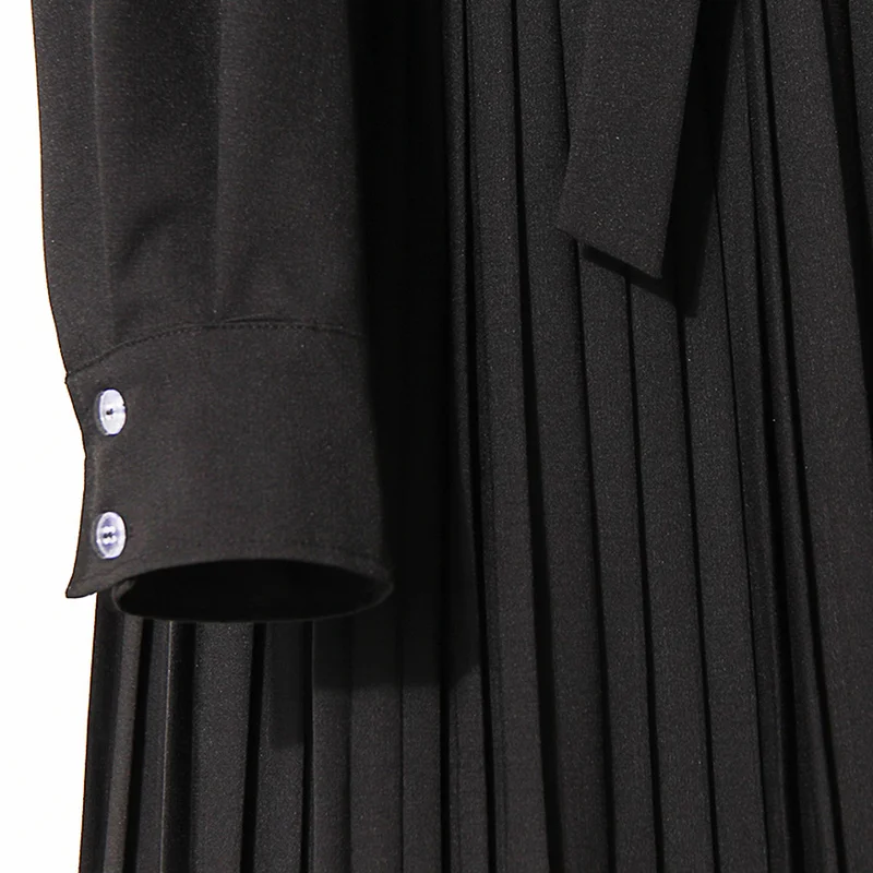 

2021 Spring Long Lantern Sleeve Slim Waist Women Dresses Solid Stand Collar Pleated Femme Robe Elegant Casual Fashion Vestidos