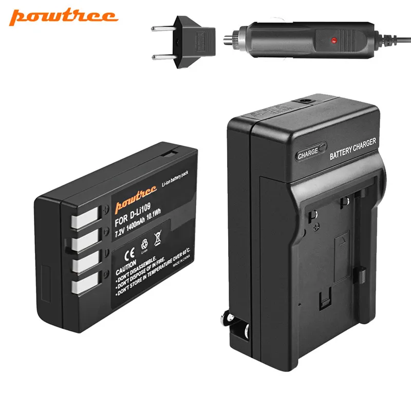 1 Battery Charger Powtree для PENTAX D-LI109 Li-Ion DLI109 D LI109 перезаряжаемая аккумуляторная батарея+ Автомобильное Зарядное устройство Заменить для Pentax K-30 K-50 K-500 K-S1 K-S2 - Цвет: 1 Battery Charger