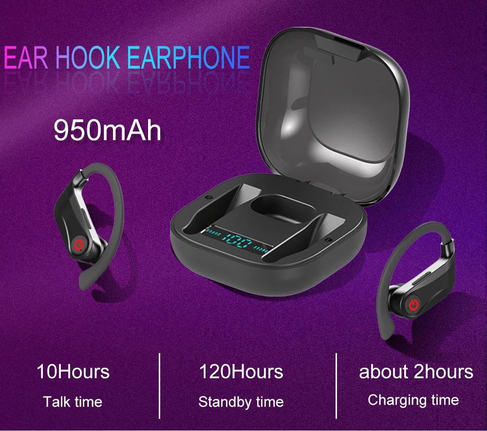 Мощность HBQ Pro TWS Bluetooth 5,0 беспроводные наушники 6D стерео спортивные наушники с Ушными крючками водонепроницаемые наушники с дисплеем питания HBQ Q62