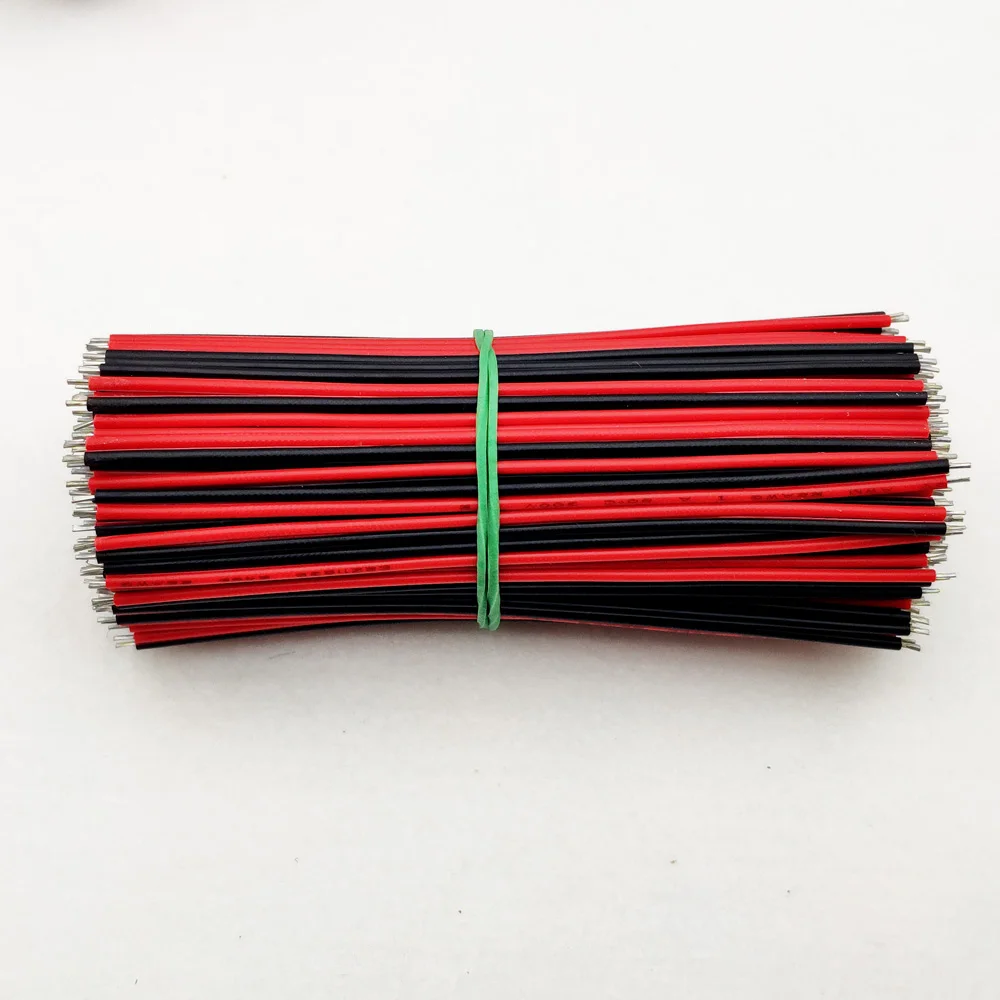 50 шт. 22AWG светодиодный cbales L: 10 см 20 см 30 см 2pin Луженый Медь красный и черный провод для 5050 5730 светодиодный полоса мощный удлинительные шнуры для подключения