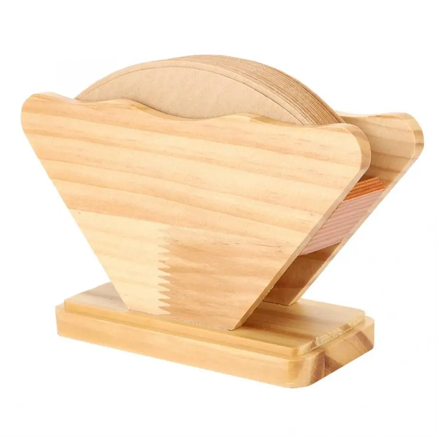 Кофе фильтр дерево фильтры держатель полка дисплея Бумага диспенсер для