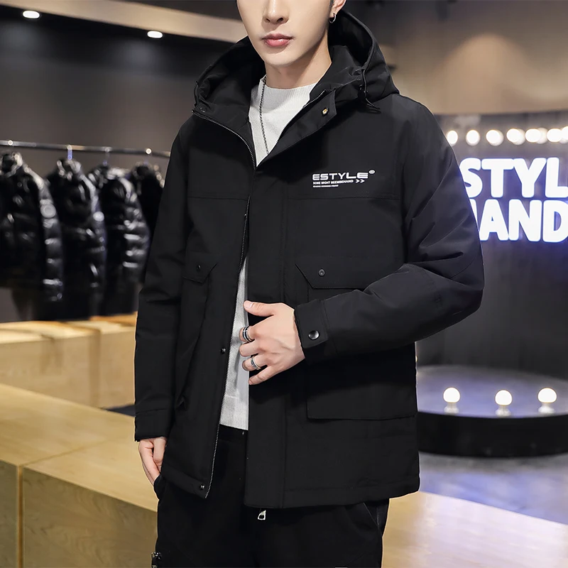 Down jacket Men's short thickened 2021 handsome youth trend coat white eider down jacket High quality 90 White duck down brand