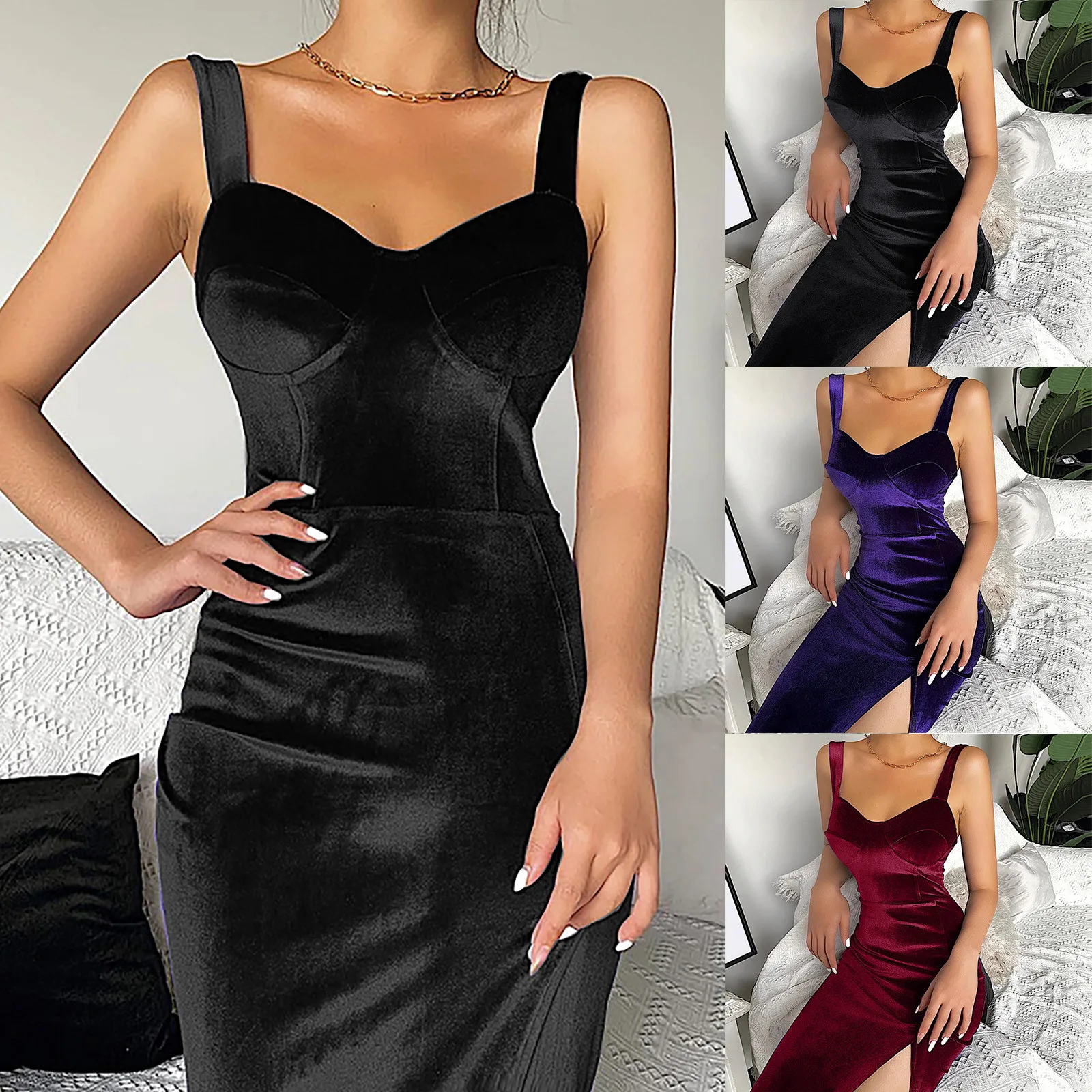 

SAGACE Hot Sexy Elegant Woman Solid Halter Dress Open Back Sleeveless Velvet Slim Party Club Cocktail Party женское платье