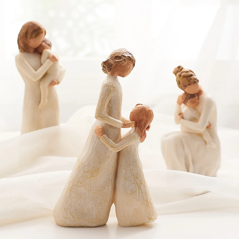 Nordic Resin Family Figure Statue Home Decoration Miniature Figurines Decorative Accessories Happy Time Christmas Gifts for Love