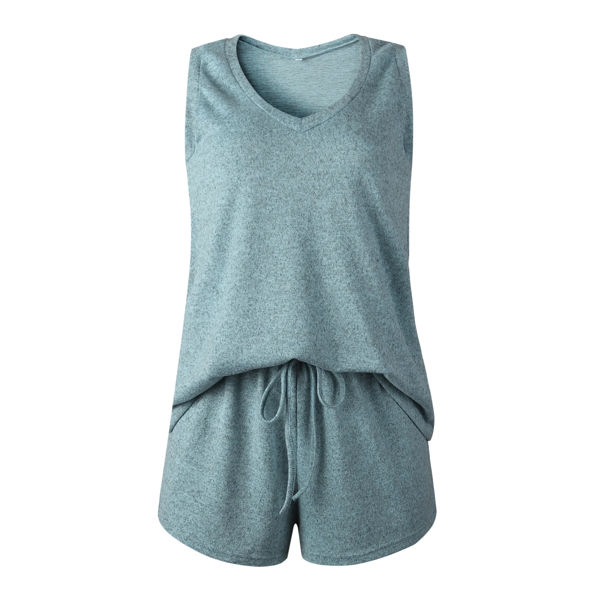 Трикотажный комплект из двух предметов пикантный Топ без рукавов с V образным