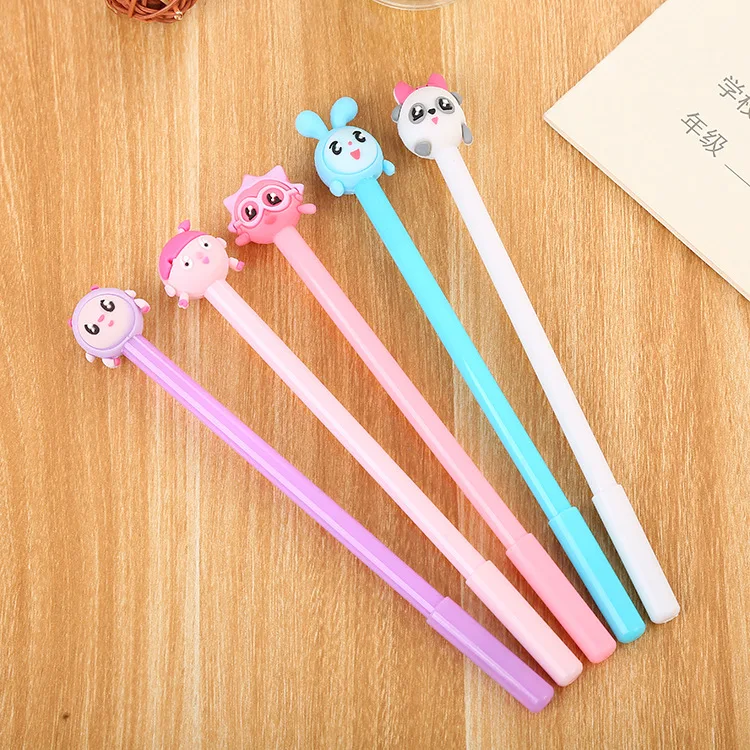 24 pcs cute cartoon gel pen head creative learning stationery Office supplies gel pen factory outlet  pens for school