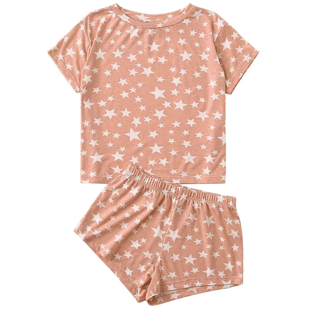 2020 Summer New Leisure Tie-dyed Print Pajama Suit for Women Fashion Star Print Home Clothes in Europe and America