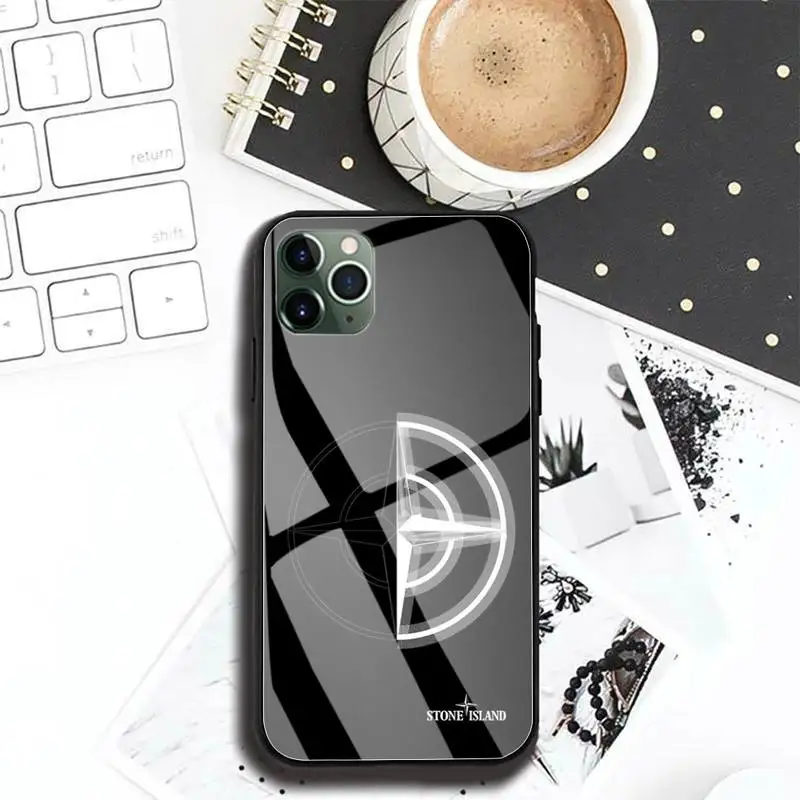 

Stones Brand Island Phone Case For Iphone 12 11 Pro MAX XR X 7 8Plus SE2020 DIY Shockproof Glass Soft Silicone Edge