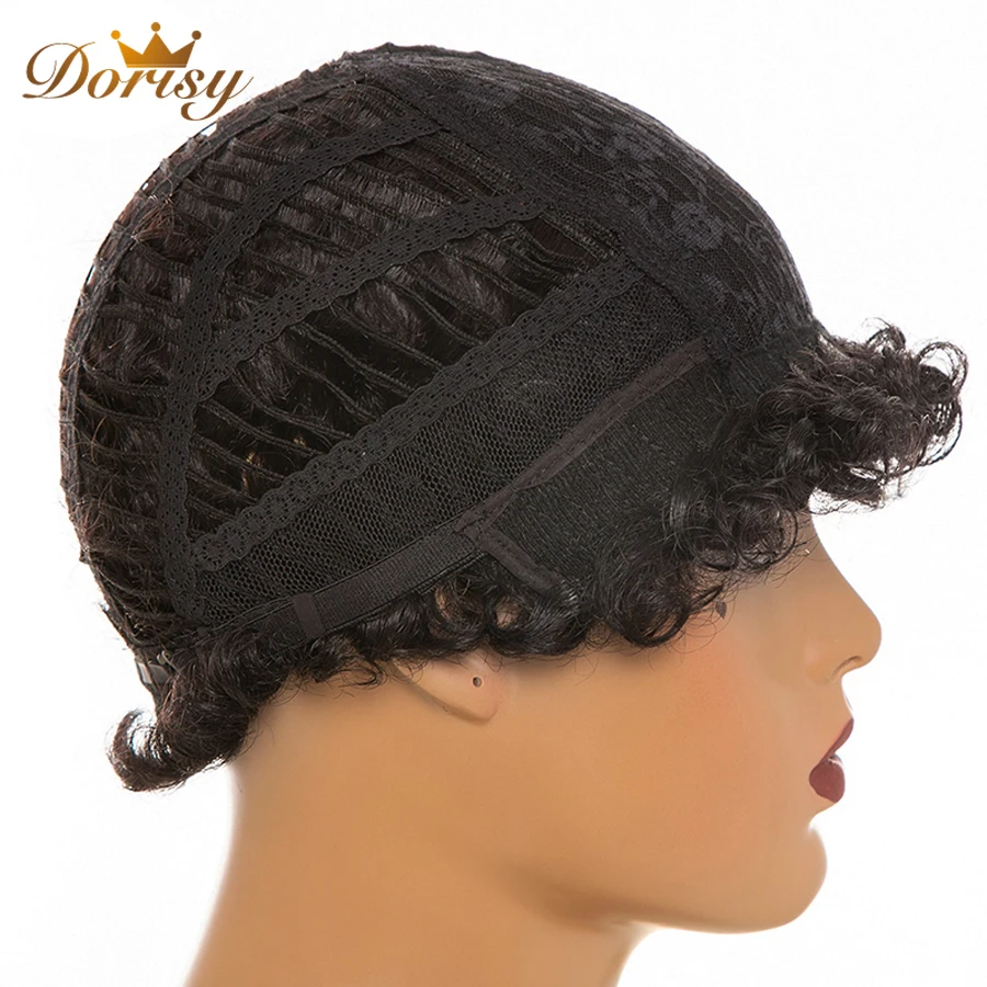 Перуанский парик из волос Remy короткие натуральные кудрявые безклеевые