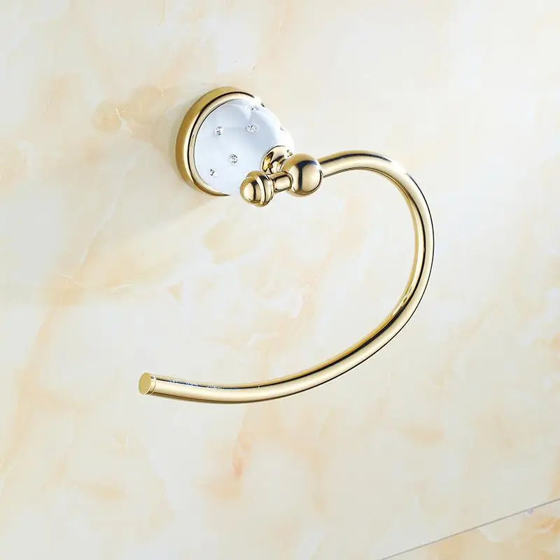 Золотые кольца для полотенец держатель из твердой латуни настенный полка ванной