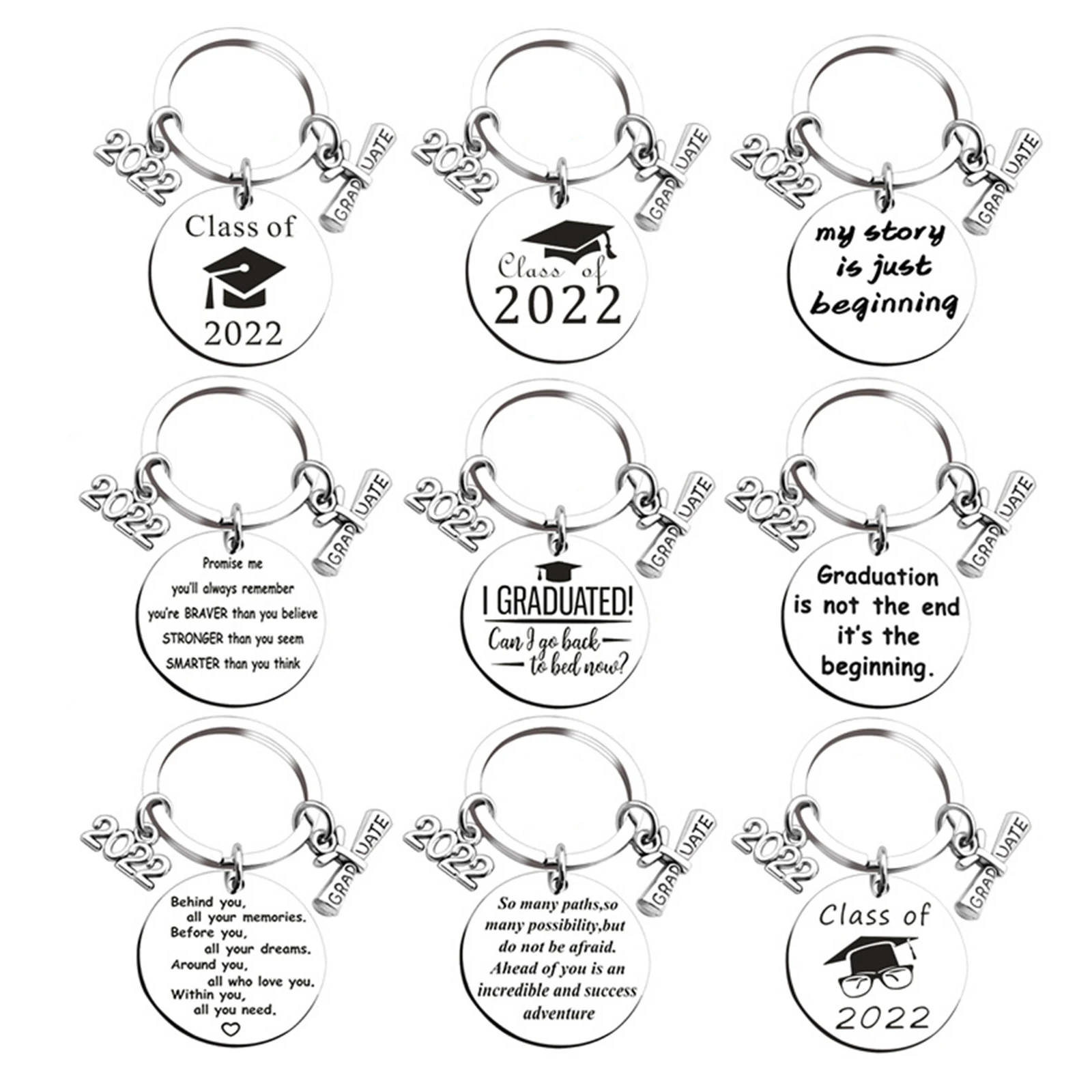 

Подарок на выпускной брелок Брелок на выпускной колпачок класс 2022 подвеска на сумку ювелирный брелок из нержавеющей стали аксессуары для ю...